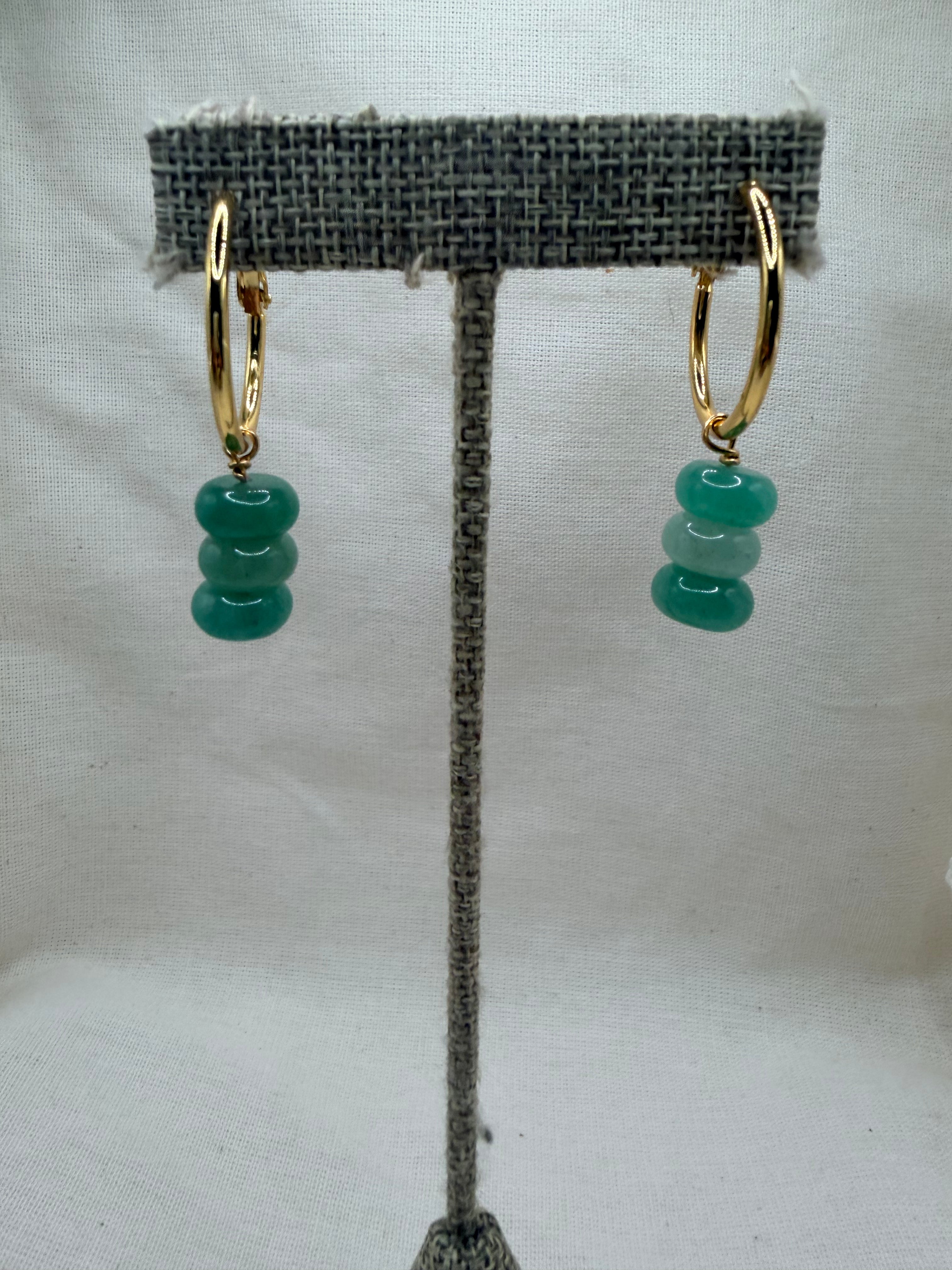 Gold Hoops Crystal Pendants