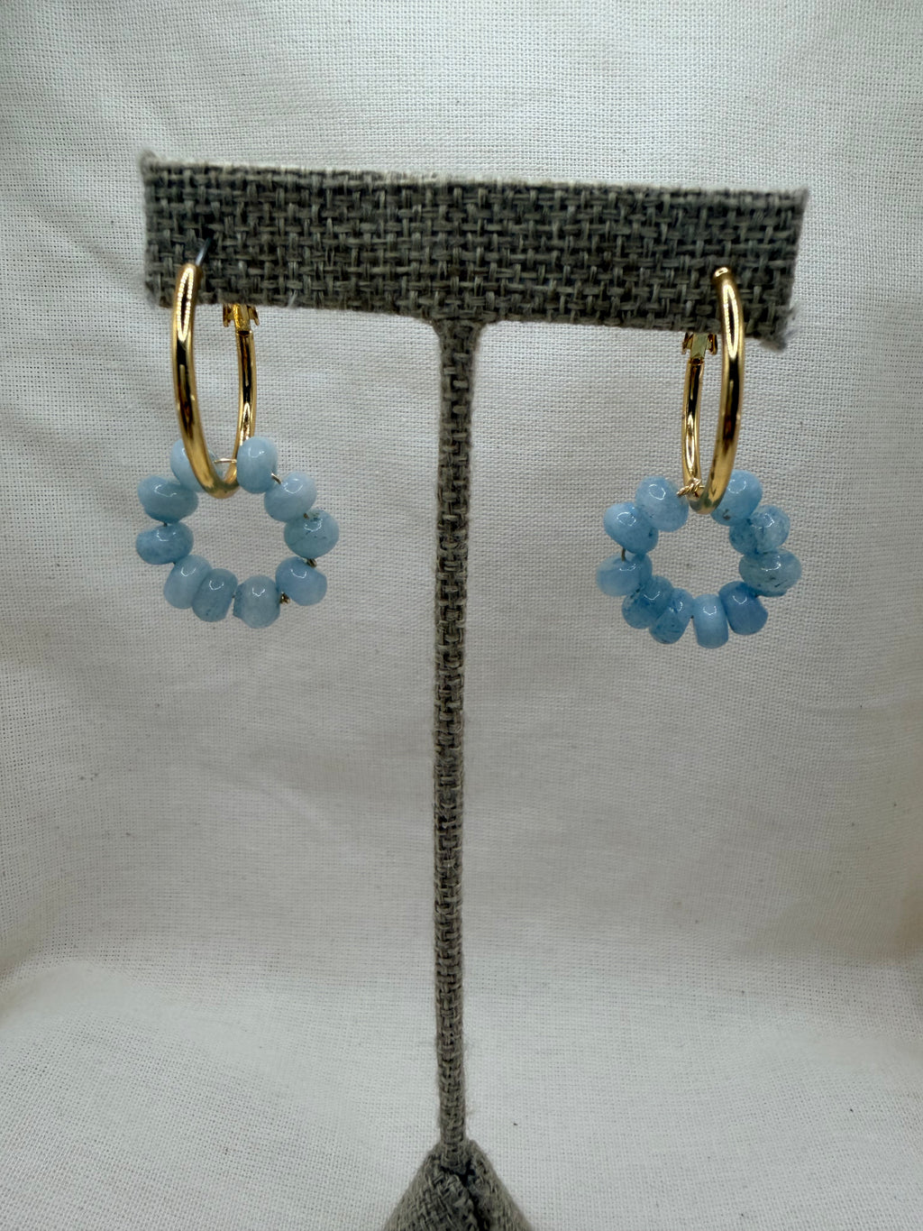 Gold Hoops Crystal Pendants