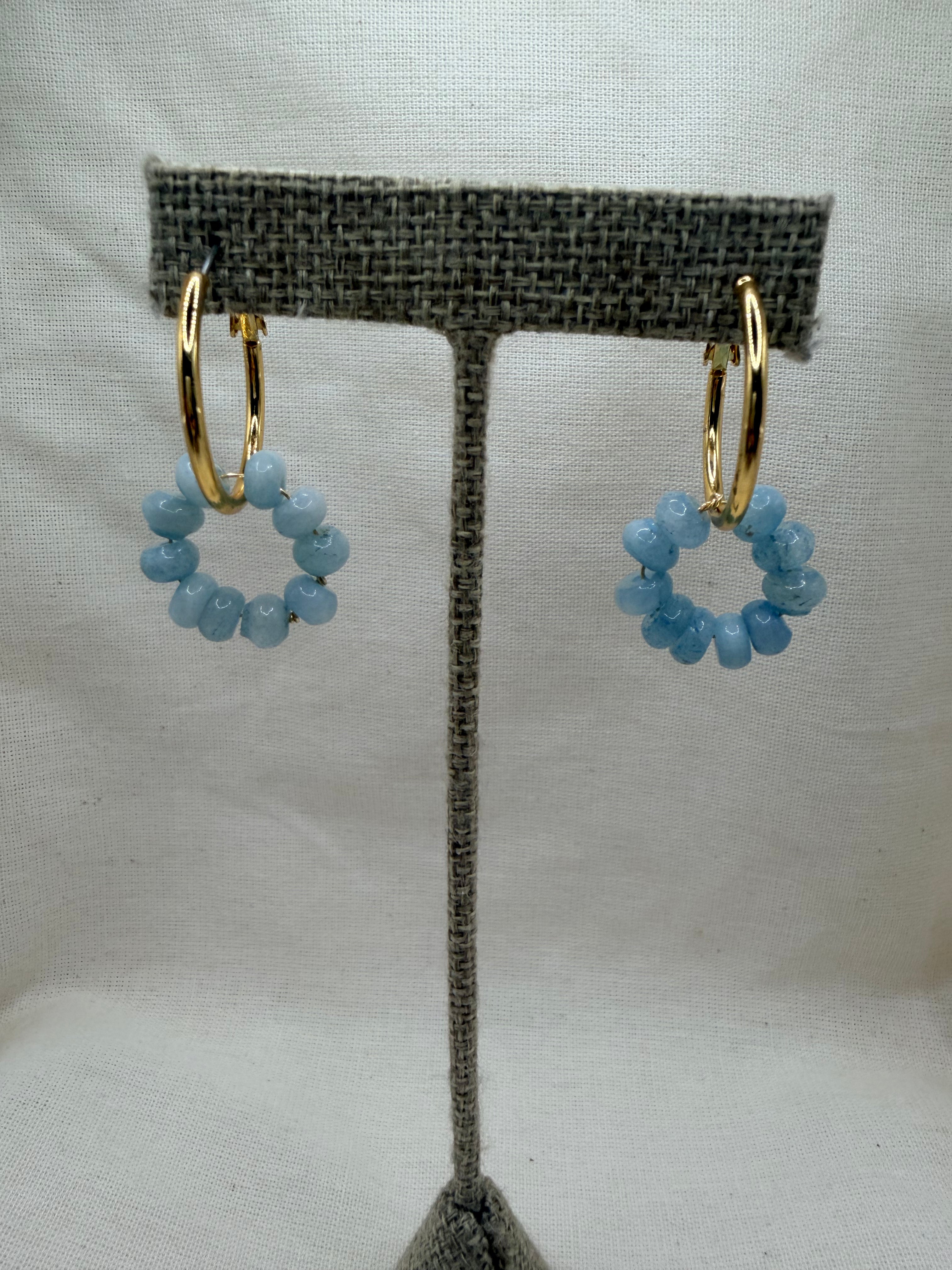 Gold Hoops Crystal Pendants