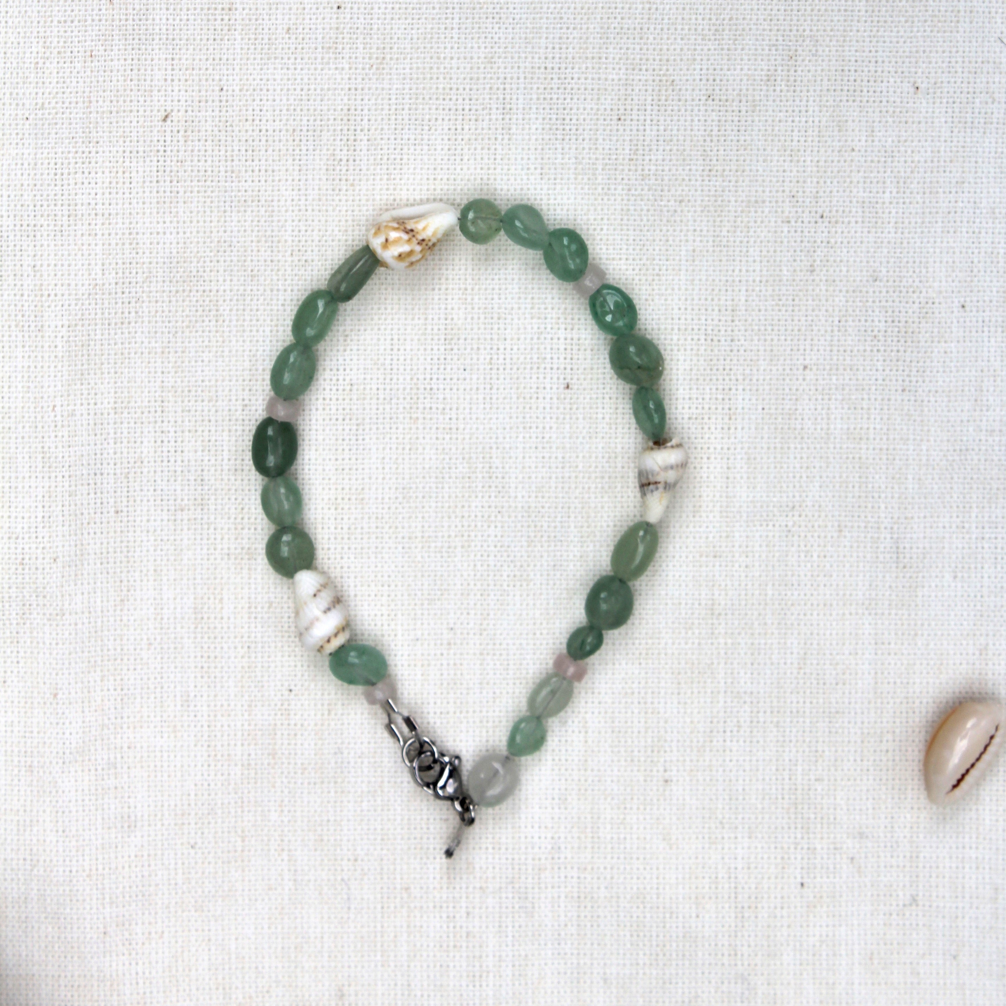 Aventurine and Rose Quartz Sea Shell Bracelet