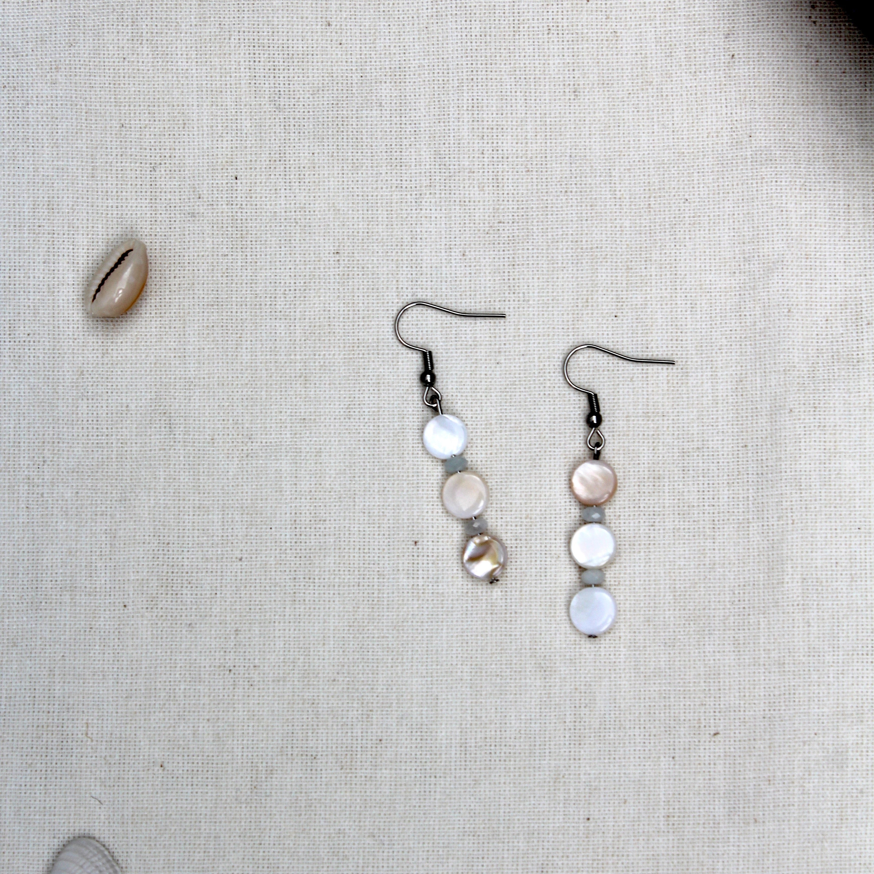 Sea Shell Circle  and Aquamarine Pendant