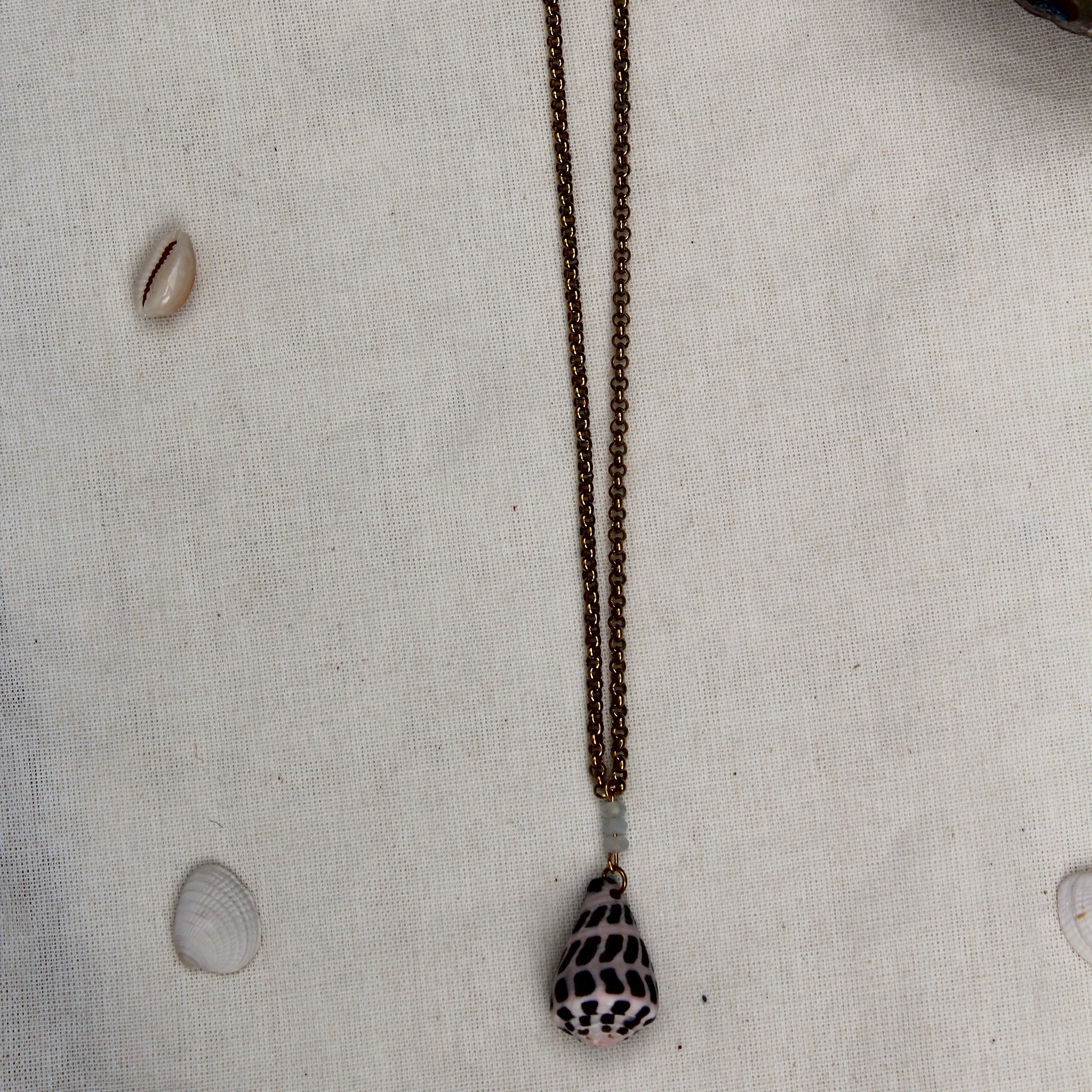 Aquamarine Sea Shell Pendant Necklace