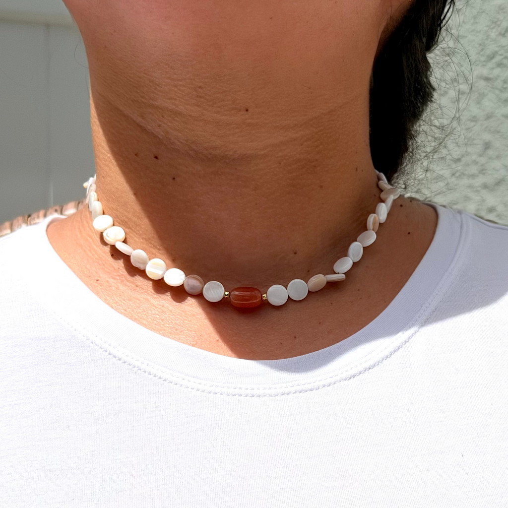 Shell Carnelian Choker